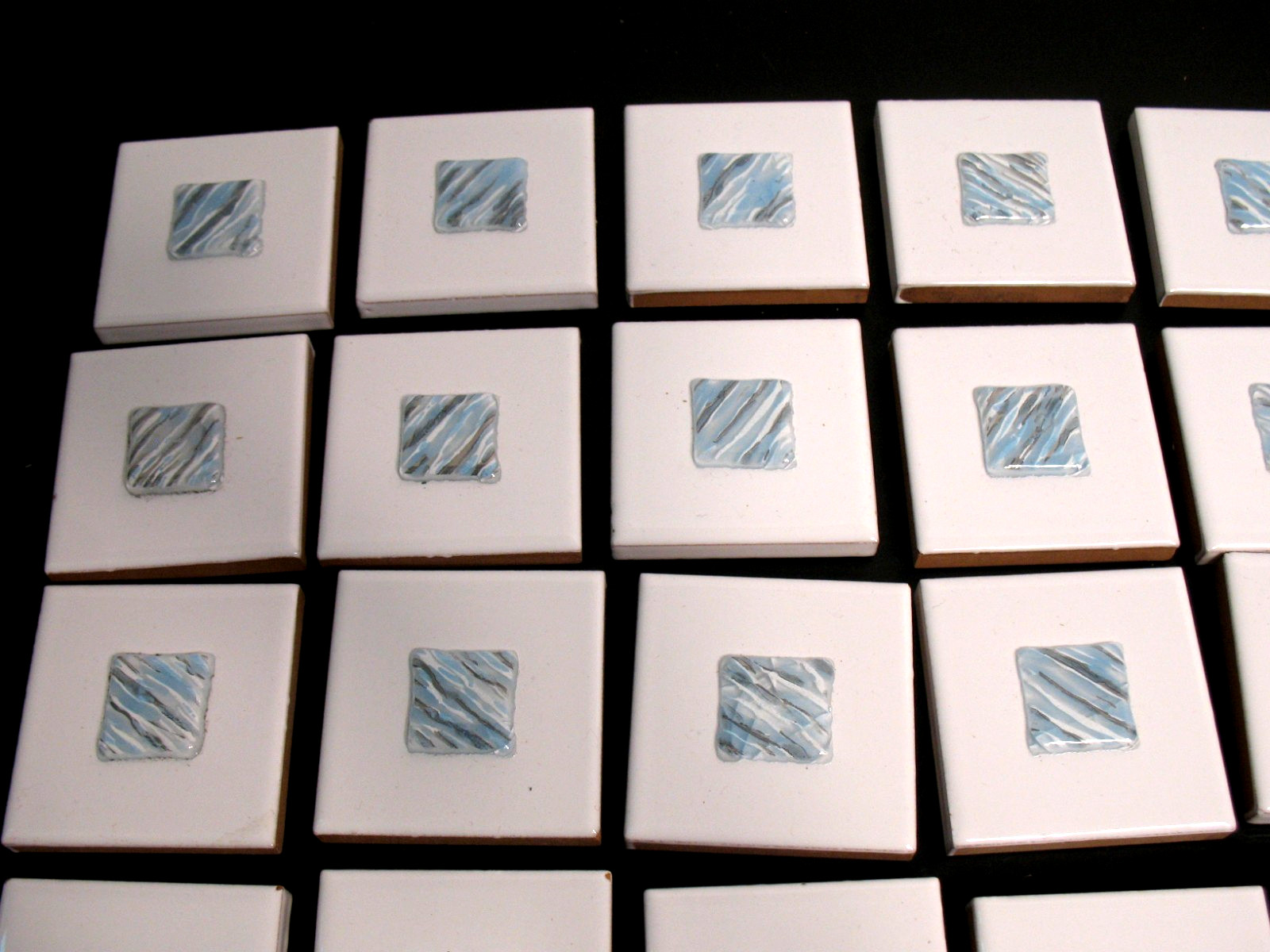 2 x 2 inch CENTER GLASS MEDALLION TILE LOT OF 46 SOME IMPERFECT ITALY HANDMADE