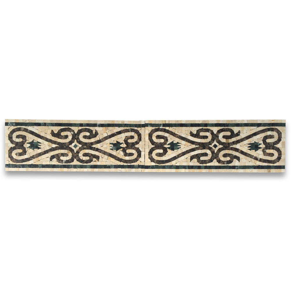 B0075P Marble Mosaic Border Listello Tile Everlasting Emperador 5.9×15.7