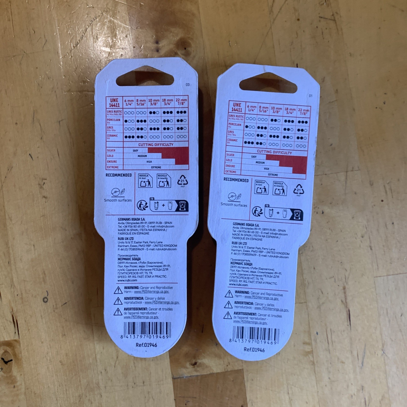 A pair of scoring Wheel RUBI 01946 Tile Cutter 10mm 3/8” Tungsten Carbide