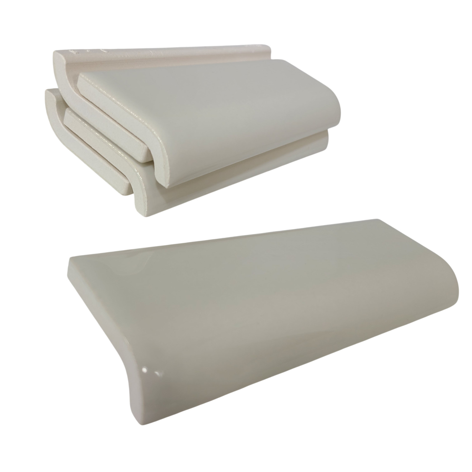 Beige Bone Almond Ceramic Tile Mud Cap 6 x 2 inch Subway Trim Classic Color 006