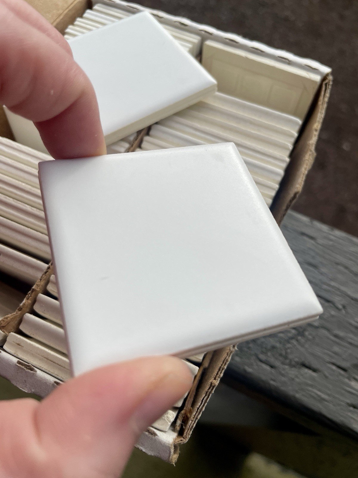 VTG Ceramic Trim Tiles White MATTE 2” x 2” Box of 40