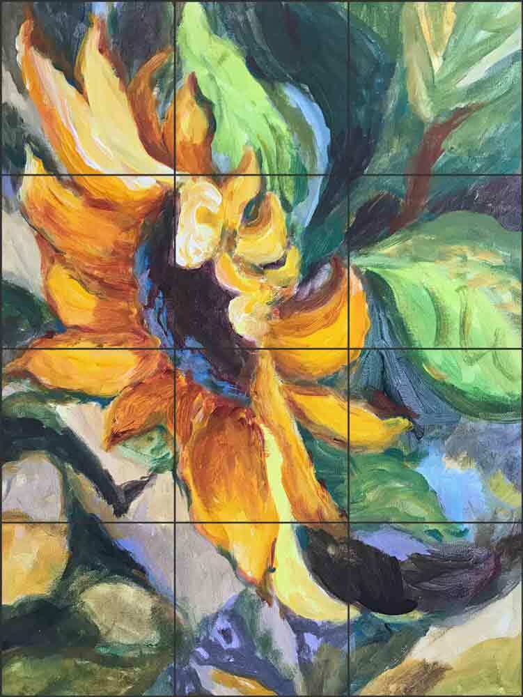 Sunflower Tile Backsplash Joanne Morris Margosian Art Ceramic Mural JM134