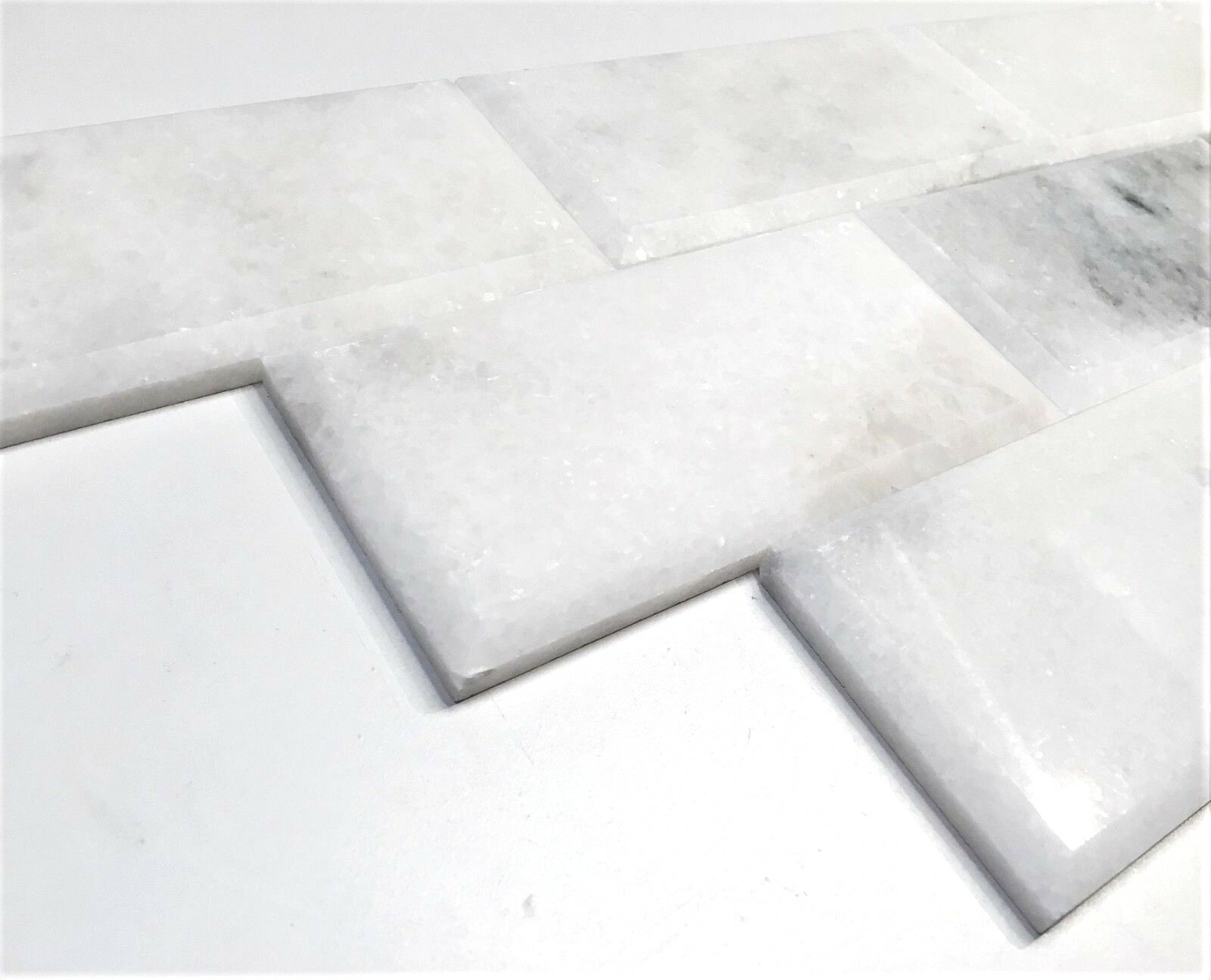 Carrara White 3×6 Polished Wide Beveled Subway Marble Tile Wall Backsplash Bath