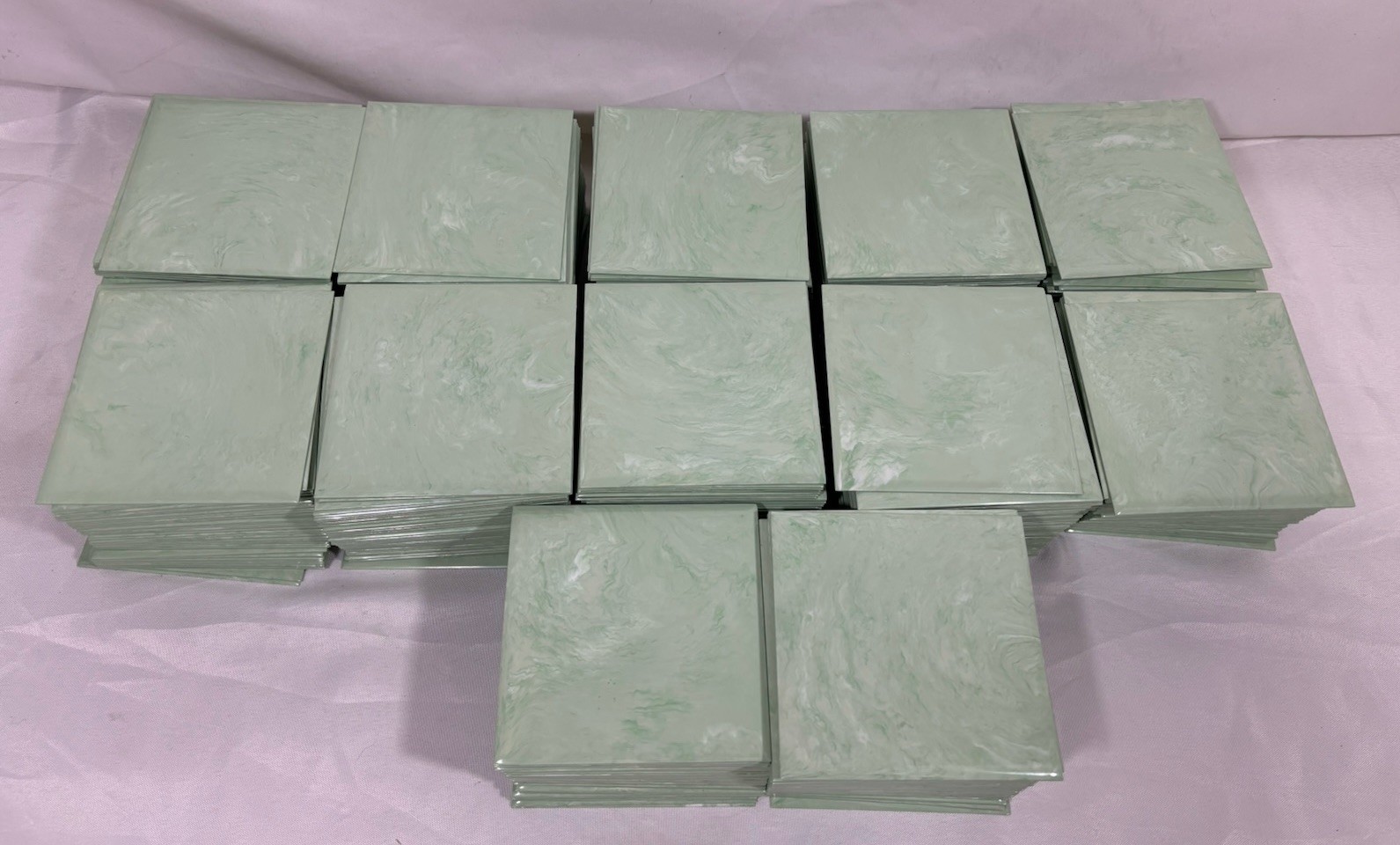 100 Vintage Pale Mint Green Marble Plastic Polystyrene Wall Tiles 4.25″x4.25″ #A