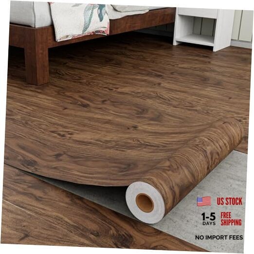 Wood Grain Vinyl Flooring Roll5.7″ x8″ Peel & 15.7″x 118″(40x 300 cm) 1 Brown