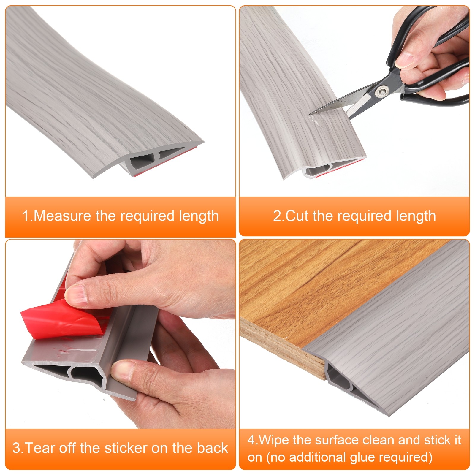 Floor Transition Strip 2″ 10ft for 10mm Edging Transition Grey Wood Grain