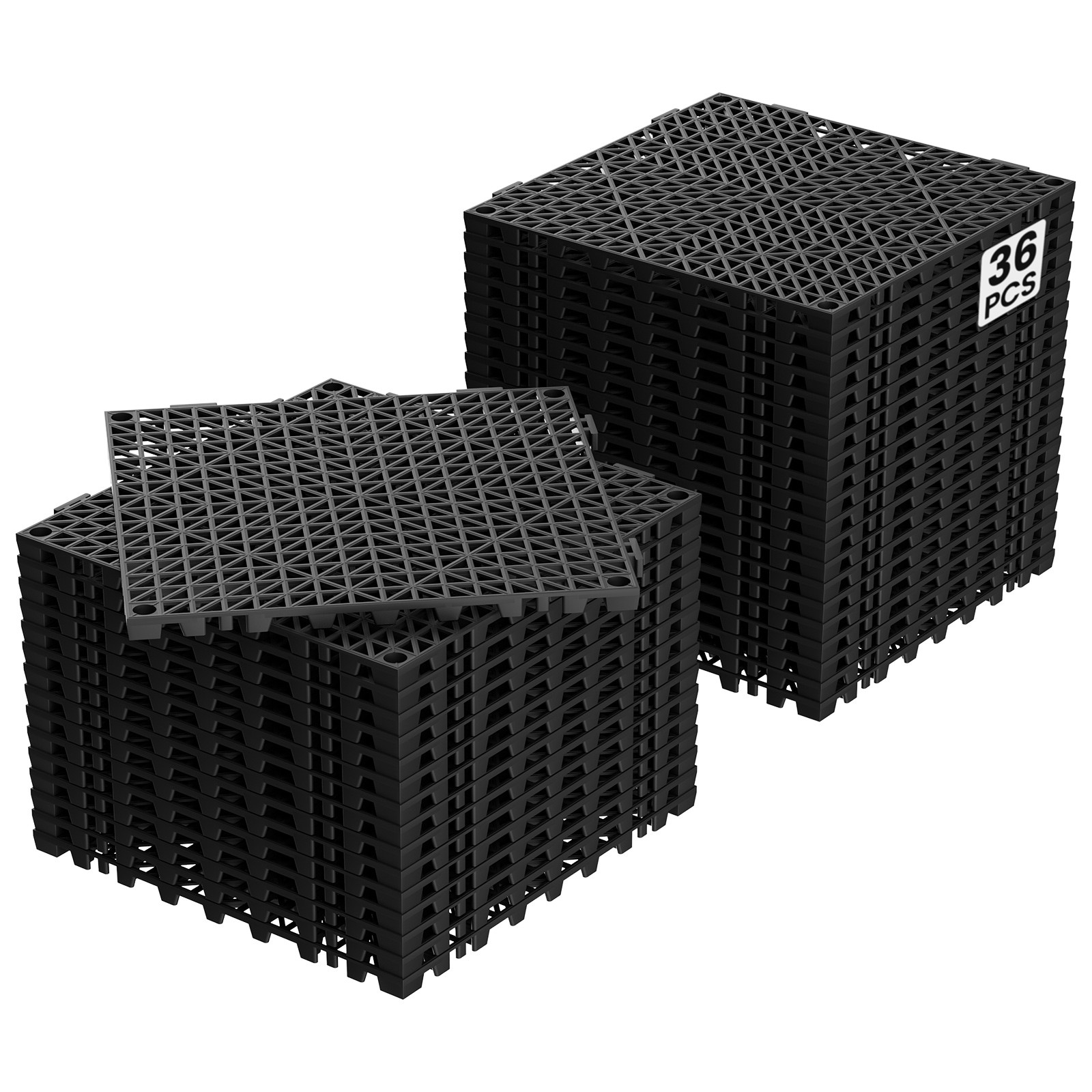 24/36/50 Pcs 12″x12″ PVC Interlocking Garage Floor Tiles Vented Water Drainage