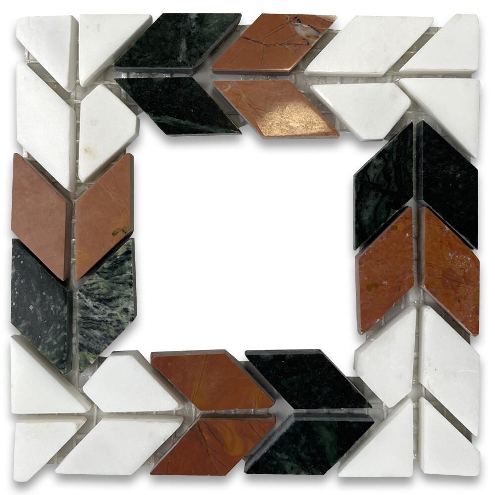 B0003CP Marble Mosaic Border Deco Accent Tile Arrow Rojo 2.1×2.3 Polished