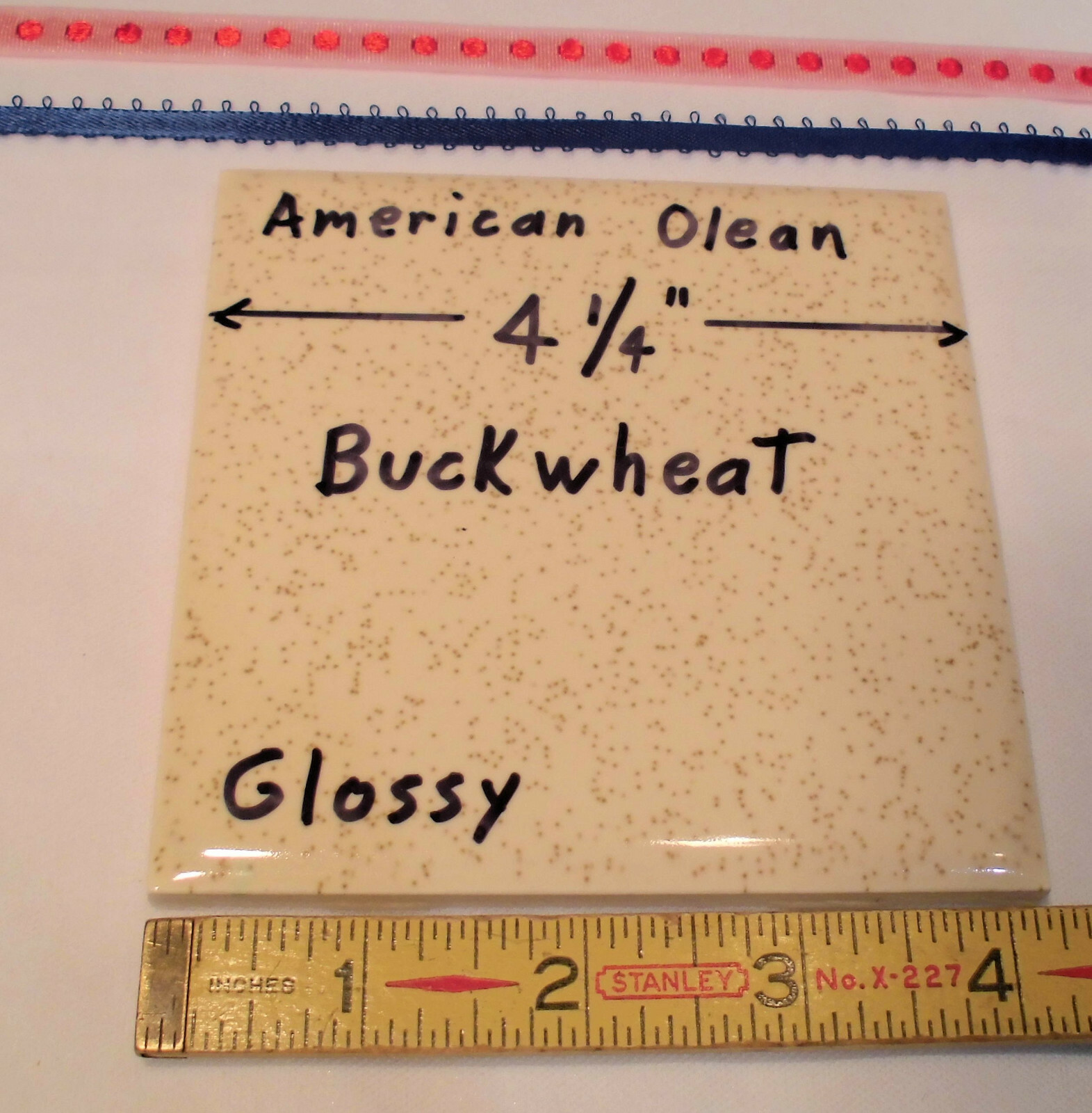 1 pc. Vintage *Buckwheat* Glossy Ceramic Tile #46 by American Olean 4-1/4″ NOS