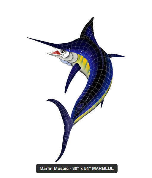 Marlin Pool Mosaic Swim Pool Wall Deco Counter Table Bar Top Bathroom Patio Logo