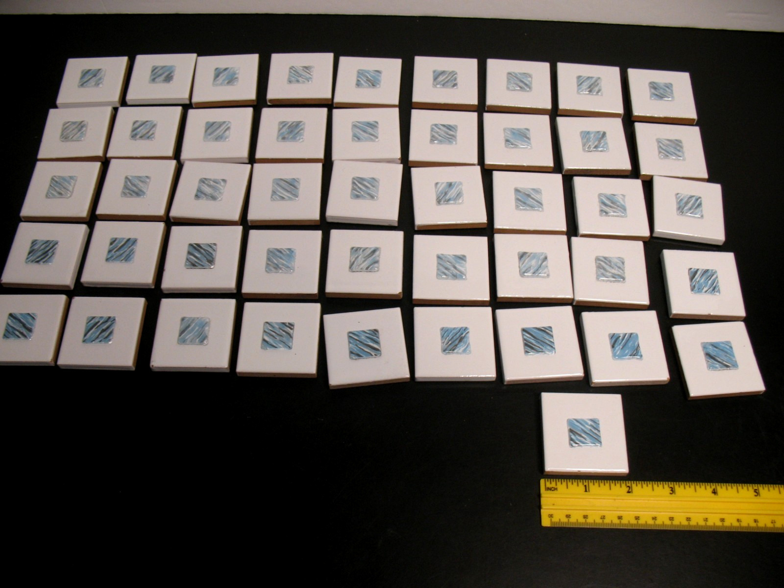 2 x 2 inch CENTER GLASS MEDALLION TILE LOT OF 46 SOME IMPERFECT ITALY HANDMADE