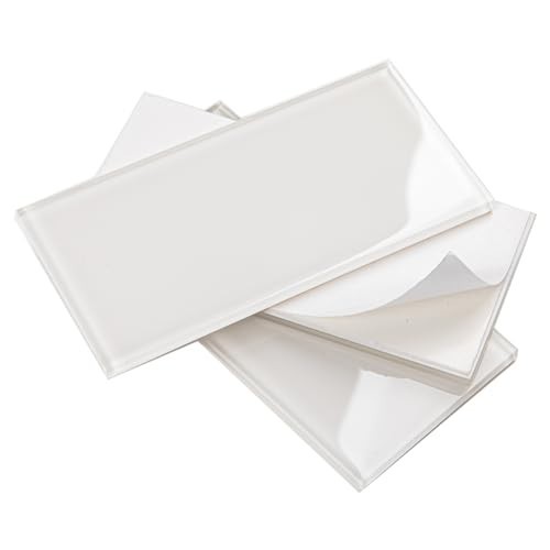 Peel and Stick White Glass Subway Tiles 3×6 for Kitchen Backsplash – 40 Pieces,