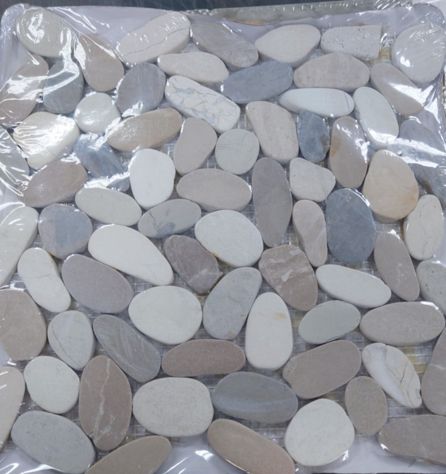 Natural River Stone Pebble Mosaic Tile Sheet 12×12 Shower Floor 5pc Lot