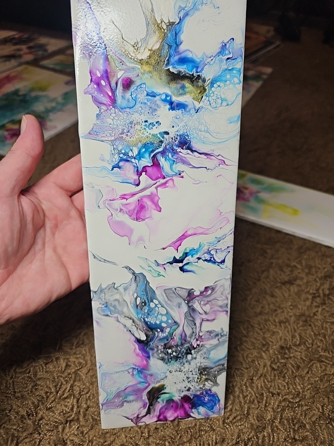 Set of Four Stunning Custom Art Painted 4-1/4 in. x 12-7/8 in. Ceramic Subway #5