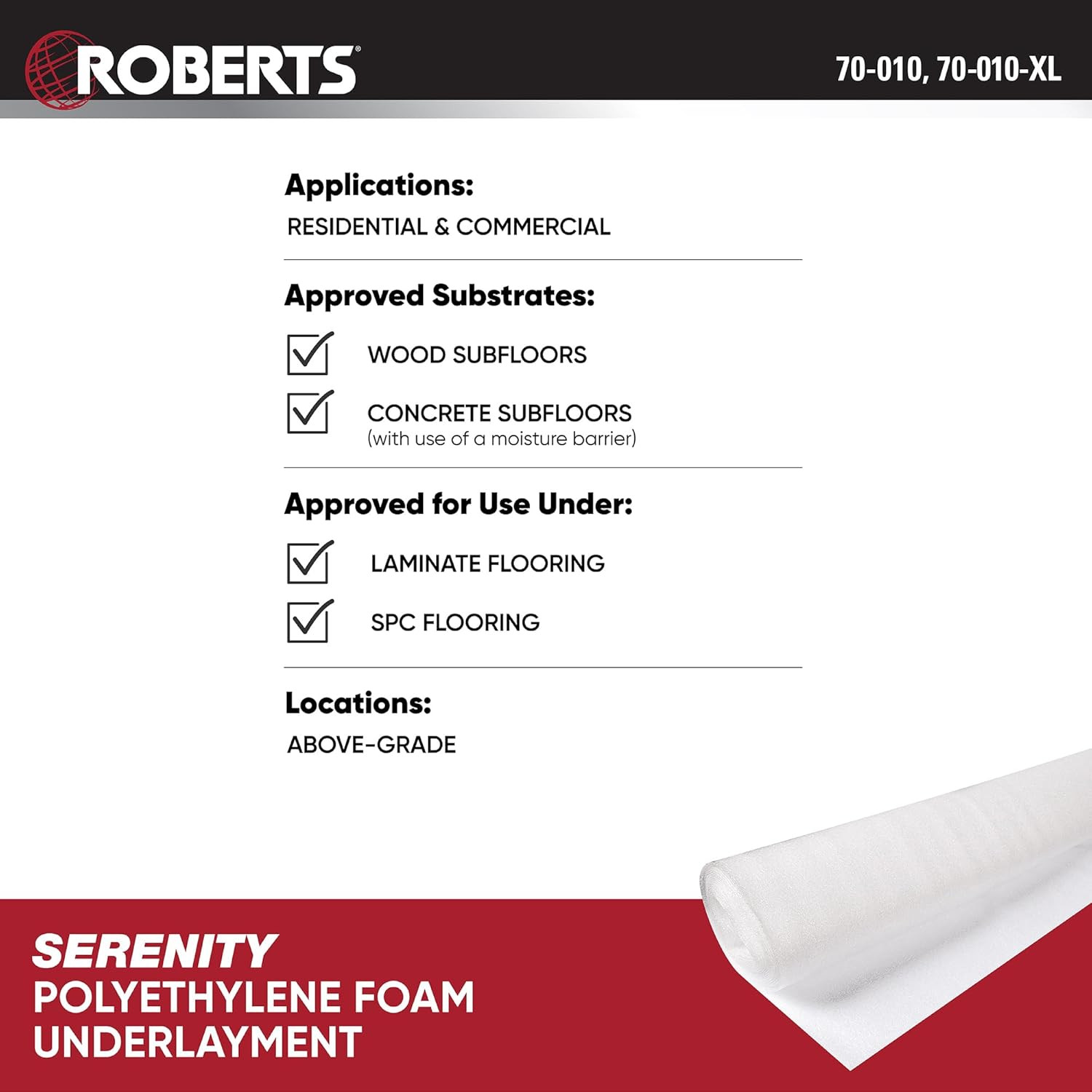 Serenity Foam Underlayment – 100 Sq. Ft. Roll – 48″ X 25′