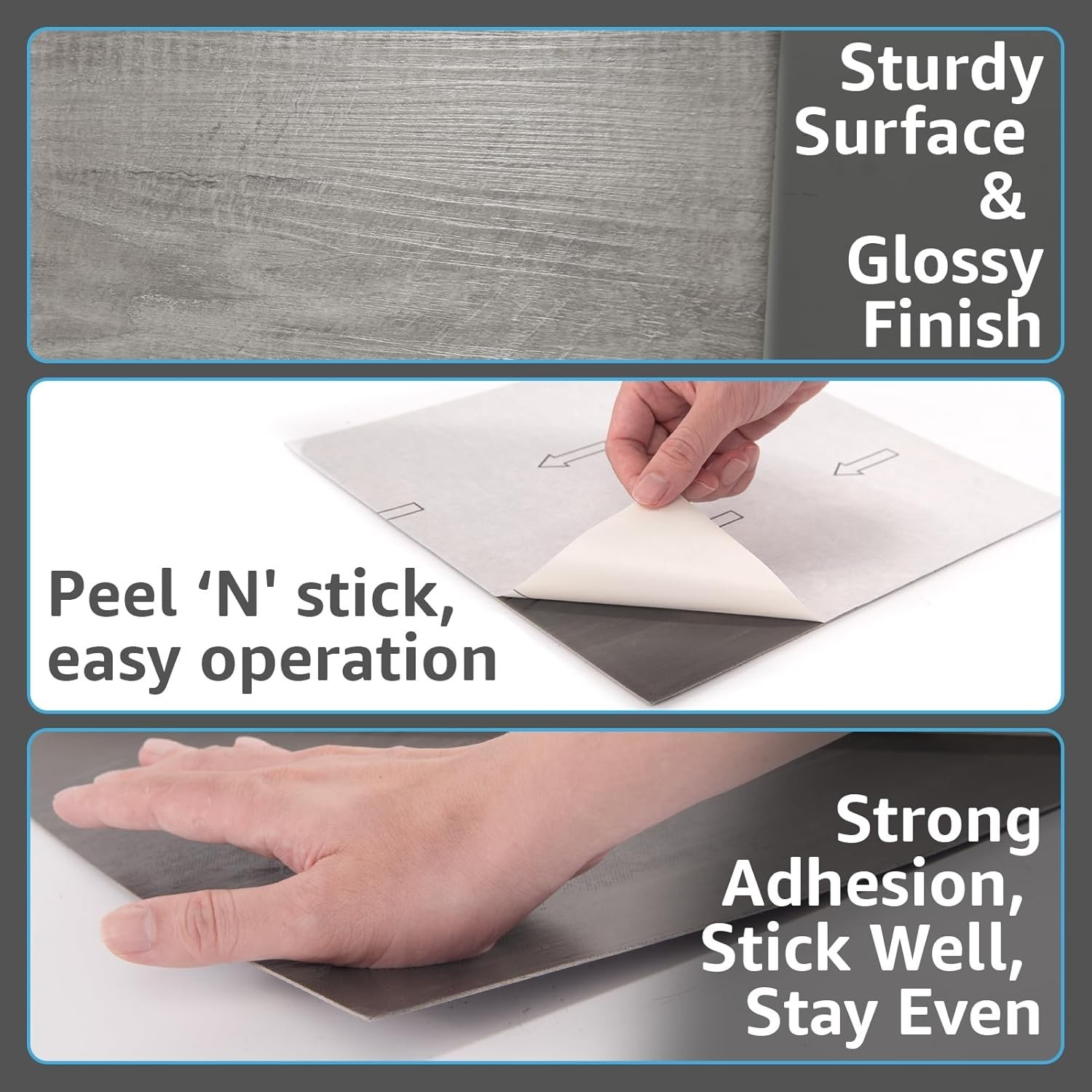 Peel and Stick Vinyl Floor Tiles 30-Pack 12 x 12 inch, Self Adhesive Waterpro…
