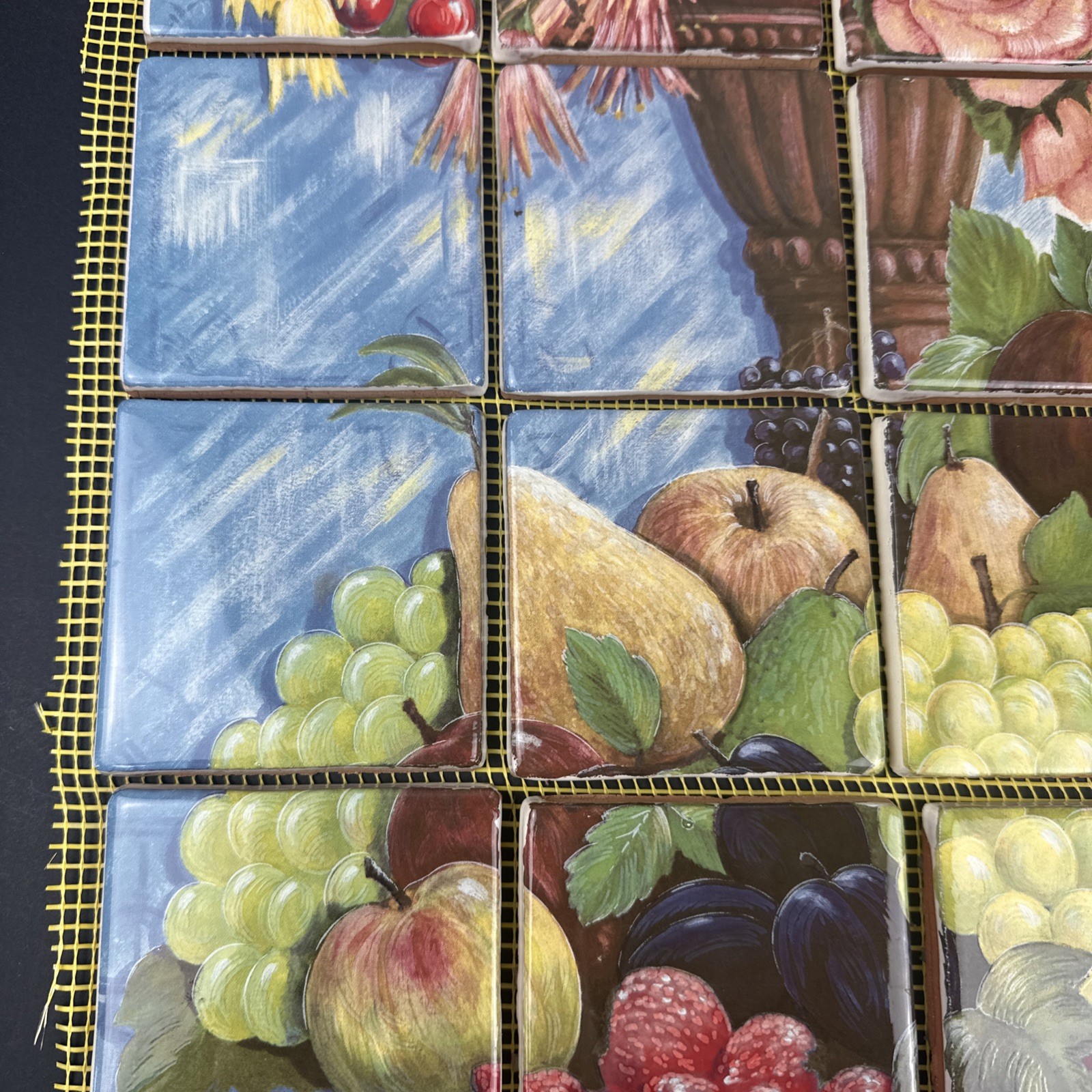 16″x20″ 20pc 3.75″ Ceramic Clay Tile Mosaic Mural Fruit Floral Backsplash