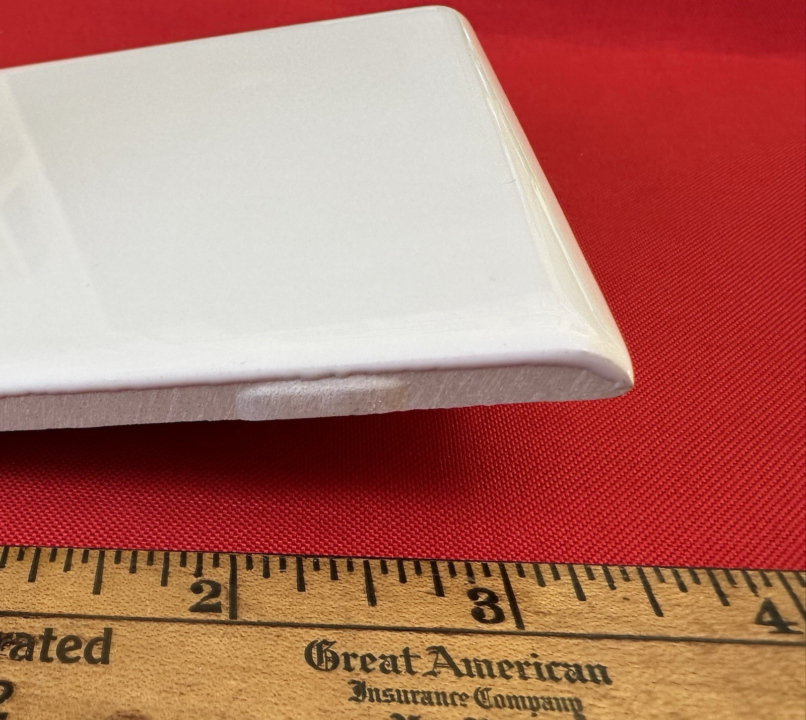 1 pc. #SL10 White: Gloss Ceramic Bullnose Tile by American Olean 4-1/4″