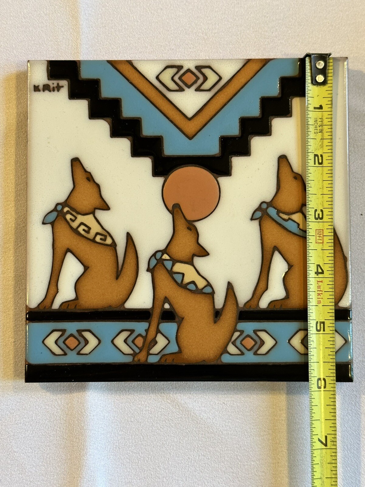 Vintage 1995 Earthtones the Serenading Coyotes Ceramic Terra Cotta 6″ x 6″ Tile