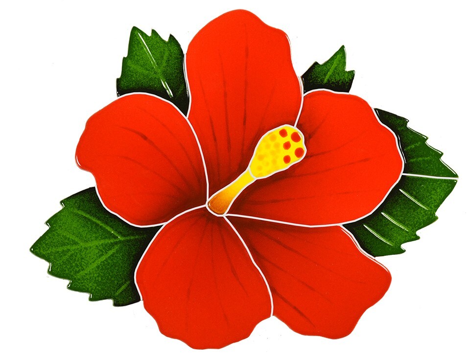 Tropical Hibiscus Mosaic Ceramic Tile Swimming Pool Patio Deck Bath Shower Wall
