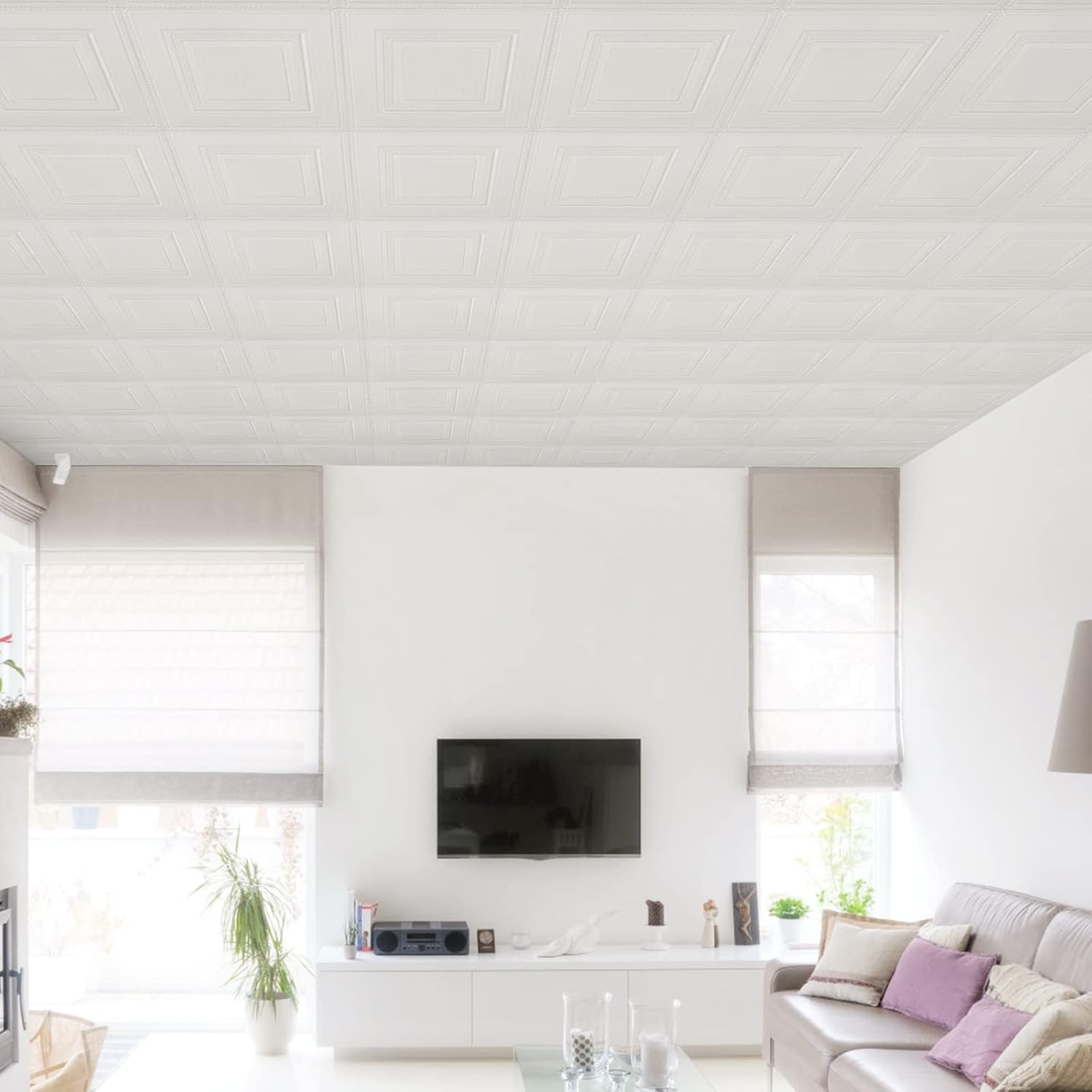 Ceiling Tiles, 16 Pack, Covered 21 Sq.Ft, Glue-up Ceil Tile Foam, Ceiling Til…