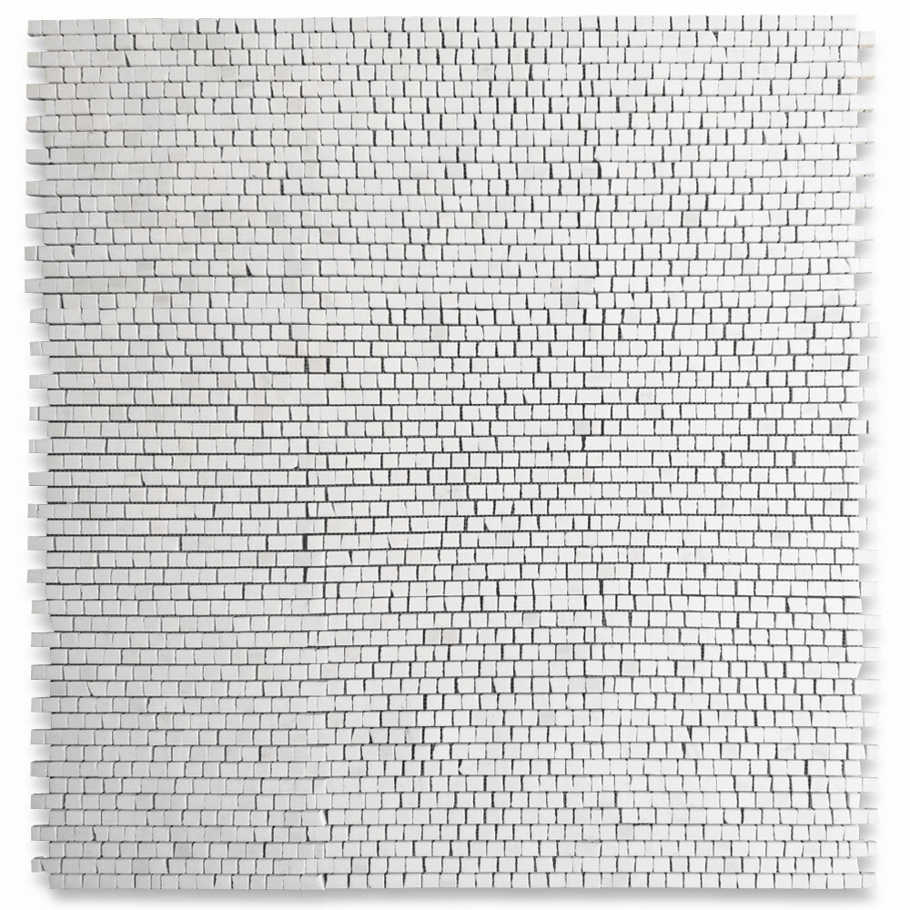 T29P Thassos White Marble Hand Clipped Random Broken Mosaic Tile Polished