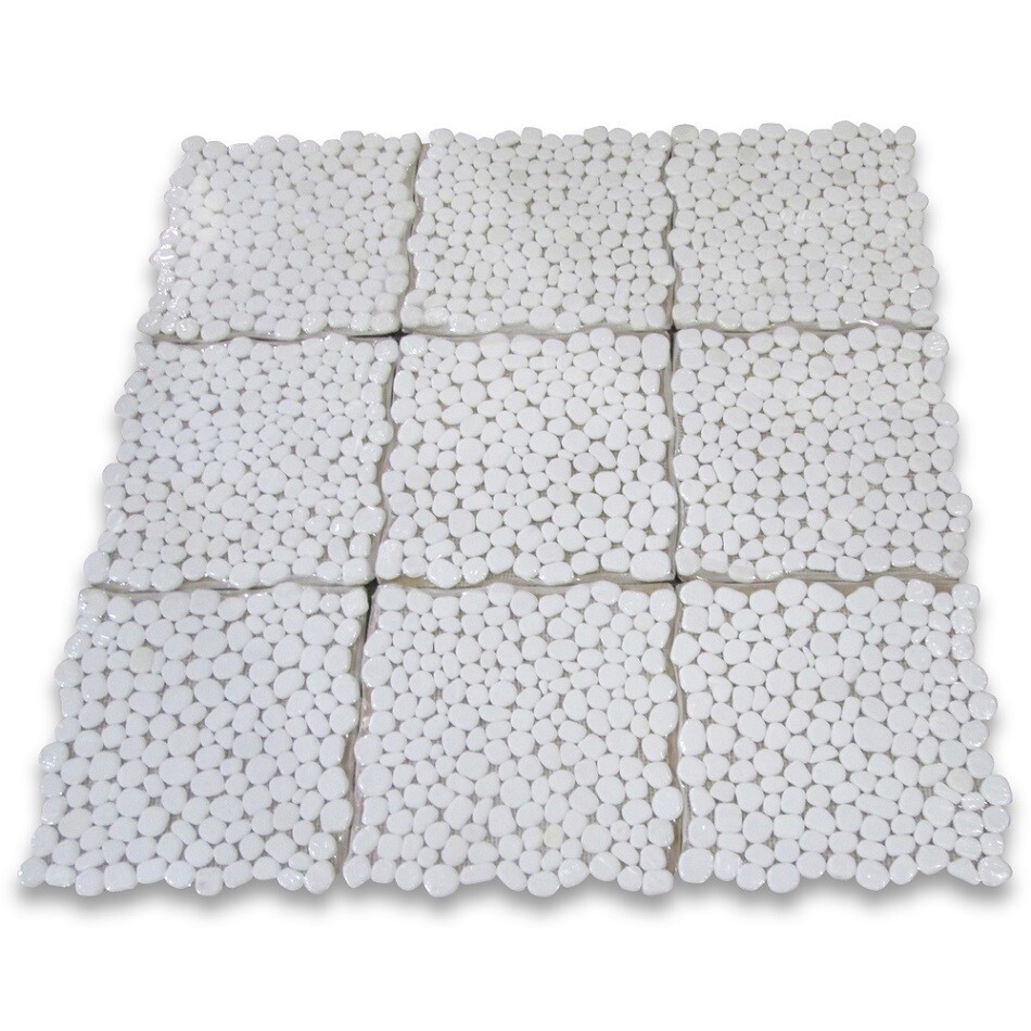 T98T Tumbled Thassos White Marble Pebble Stone Non Slip Shower Floor Tile