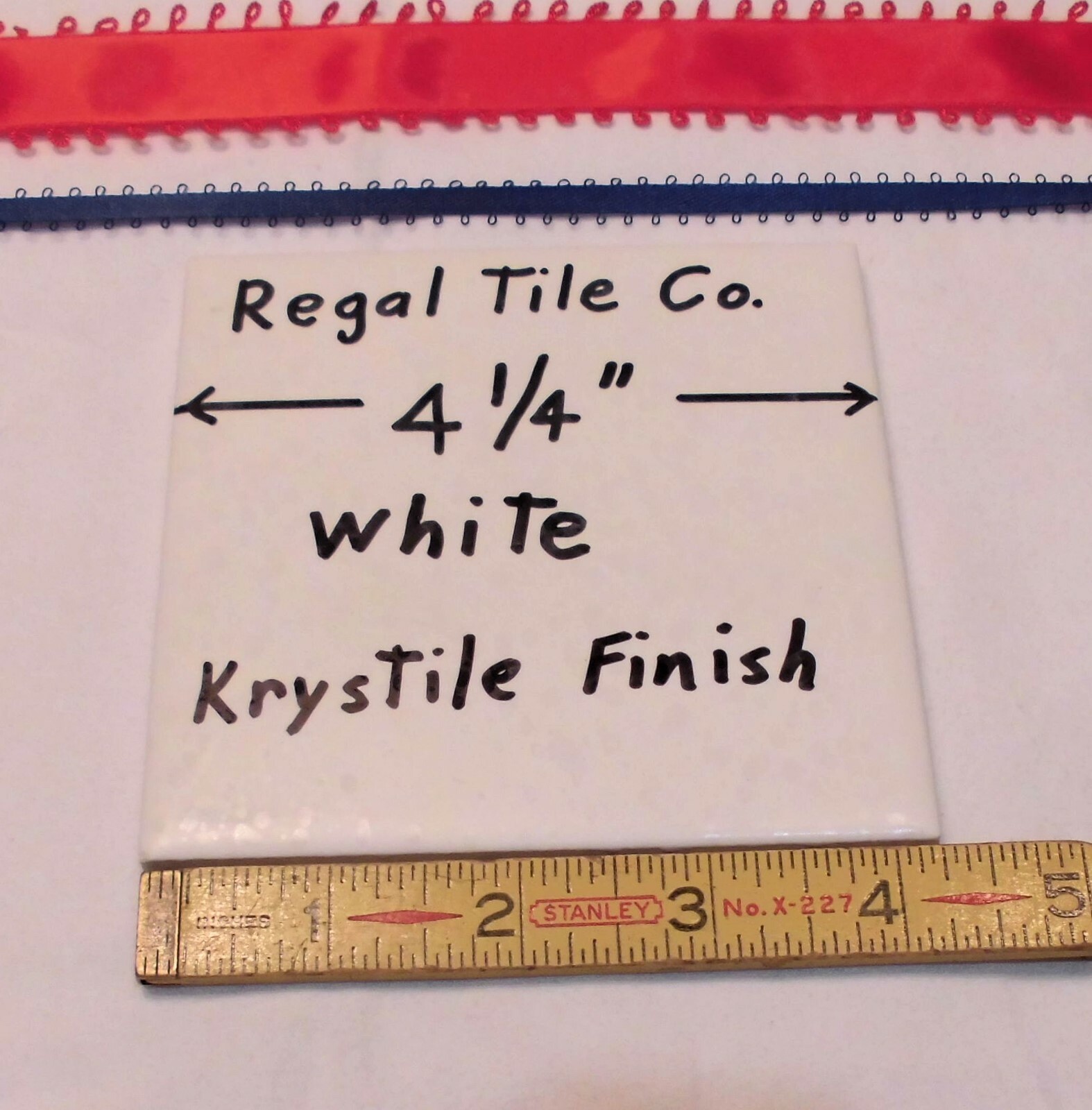 1 pc. Ceramic Tile *White* Krystile Glazed 4-1/4″ by Regal Co. Crystalline NEW
