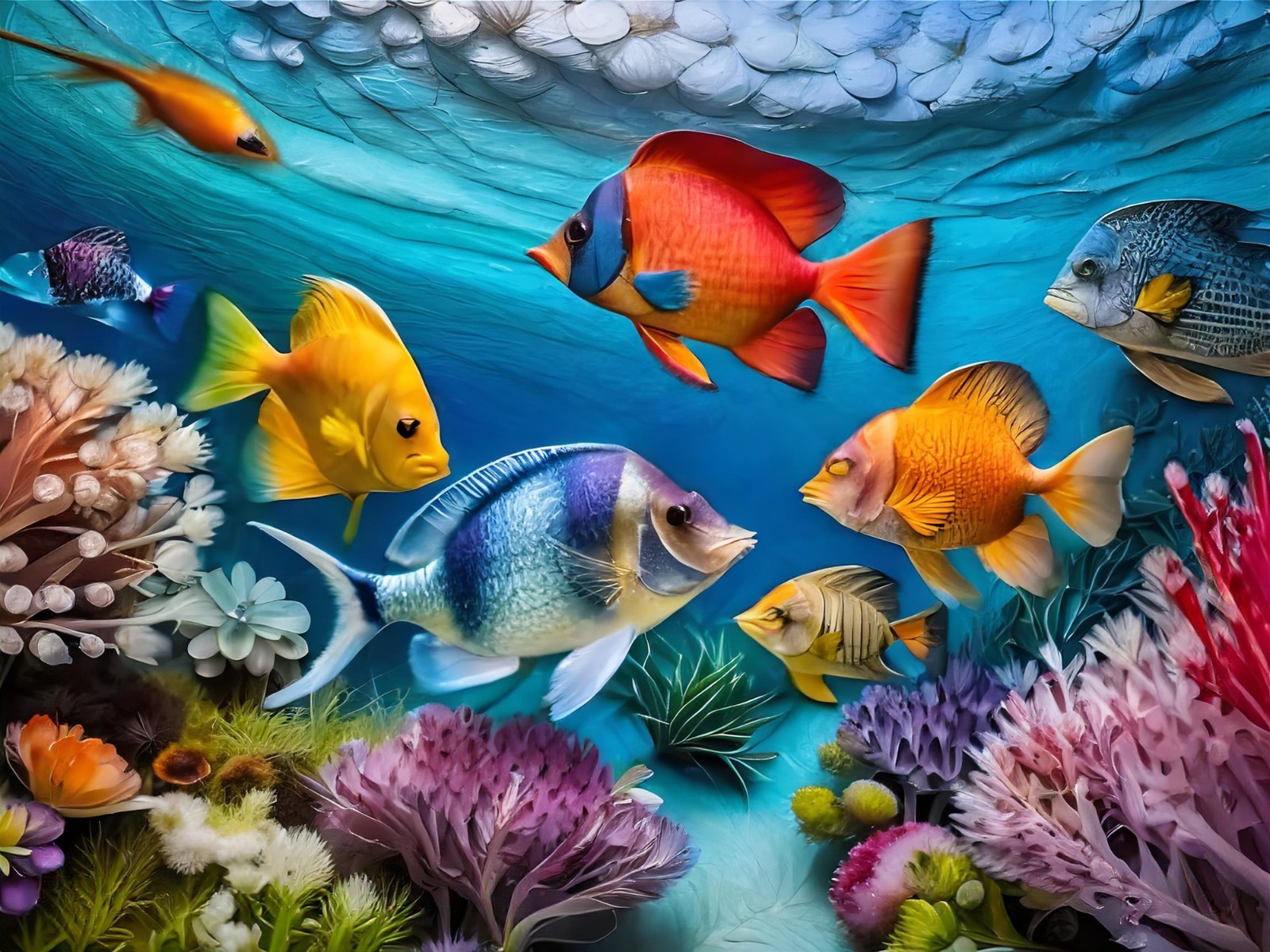 8 x 6 Underwater Ocean Scene Fish Coral Accent Tile Mural Backsplash 4085
