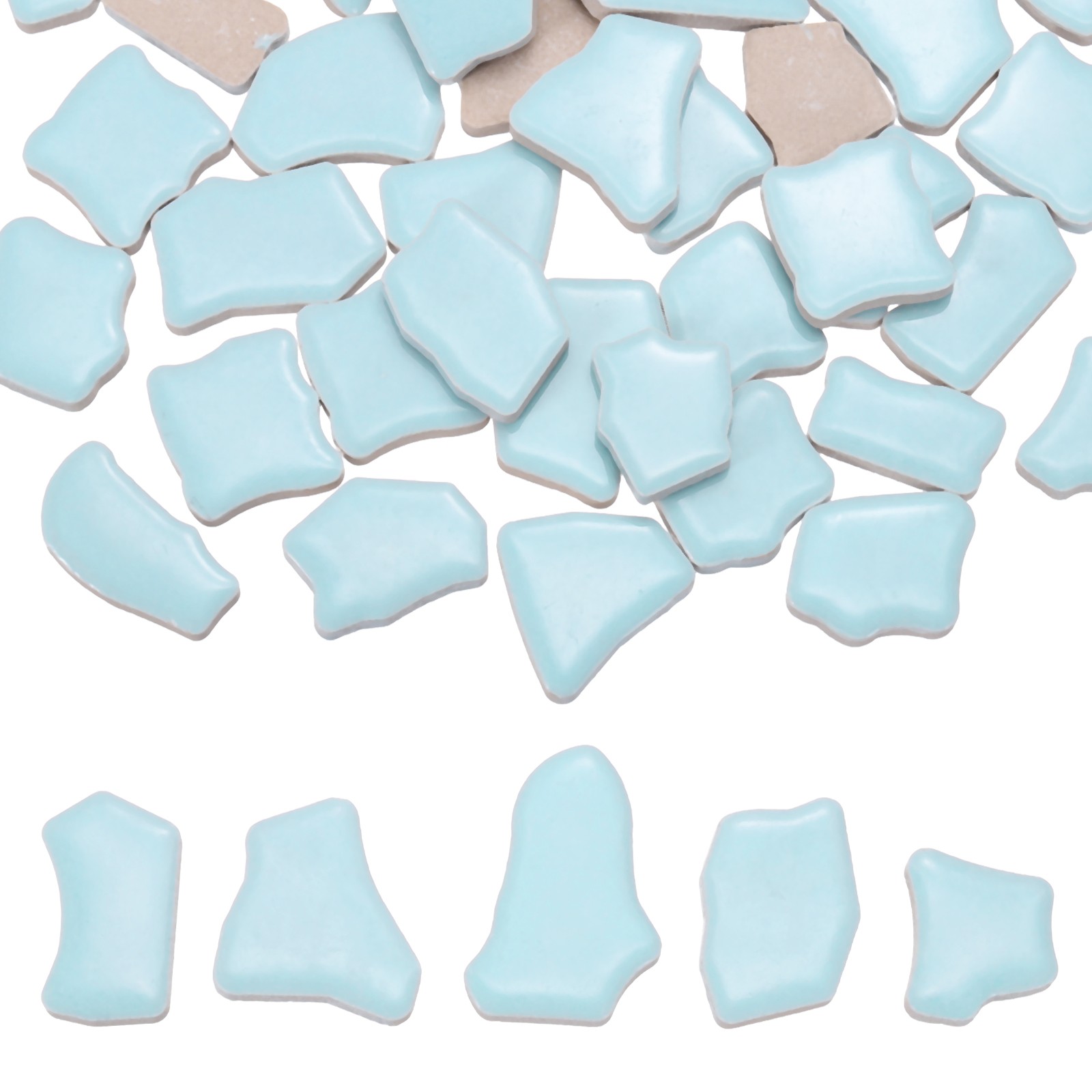 500g/1.1LB 0.79″-1.57″ Irregular Ceramics Mosaic Tiles Light Blue