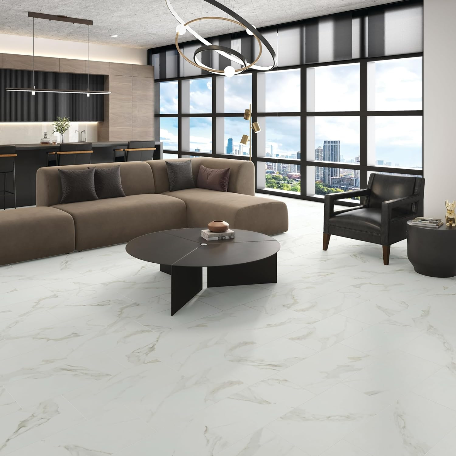 Grantshire 12″x24″ Luxury Vinyl Flooring – 30 PCS, 60 SQFT Glue Down Pack