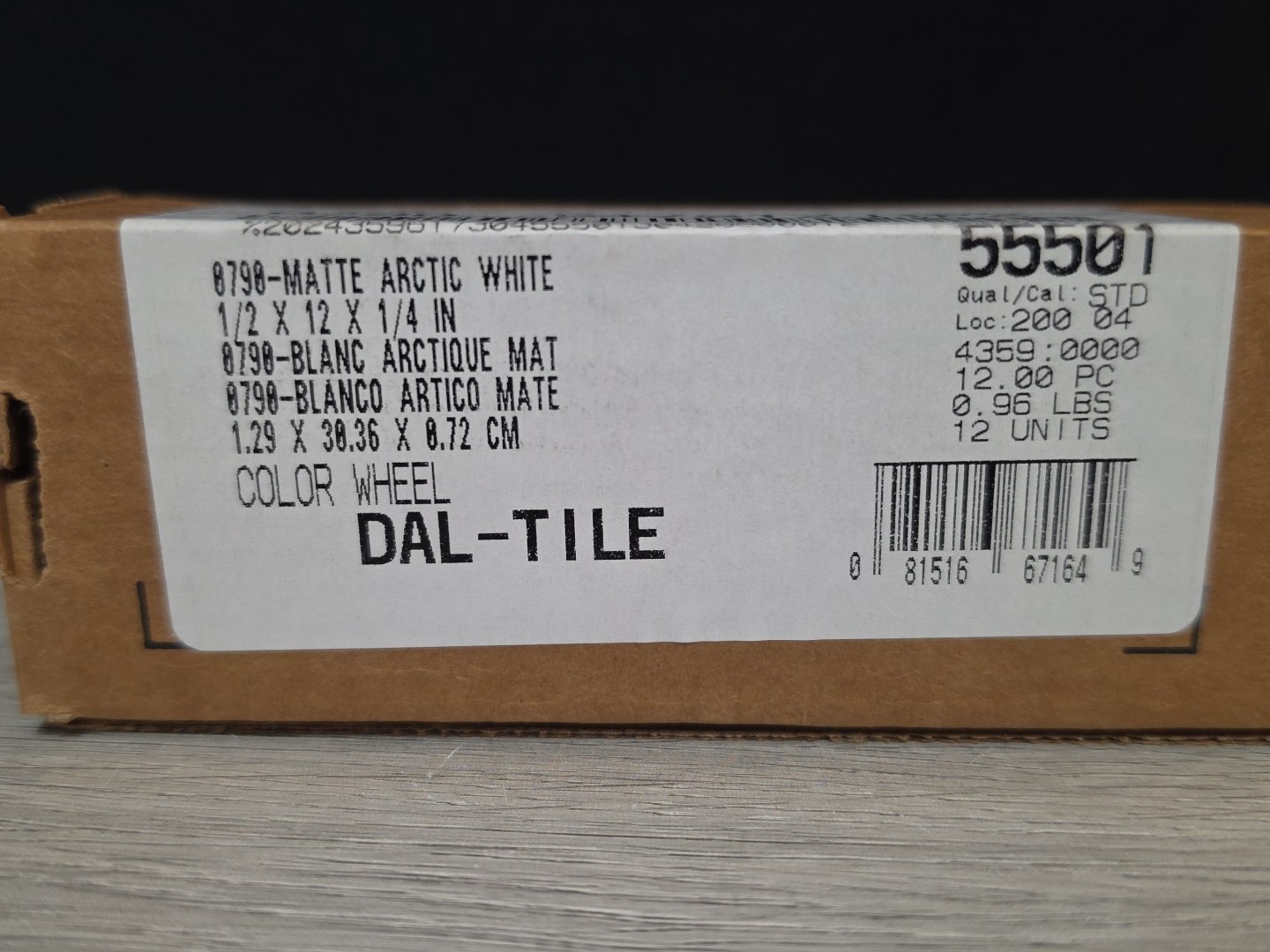 12 Daltile 8798 Arctic White Color 1/2 X 12 Jolly Ceramic Wall Tile Trim 55501