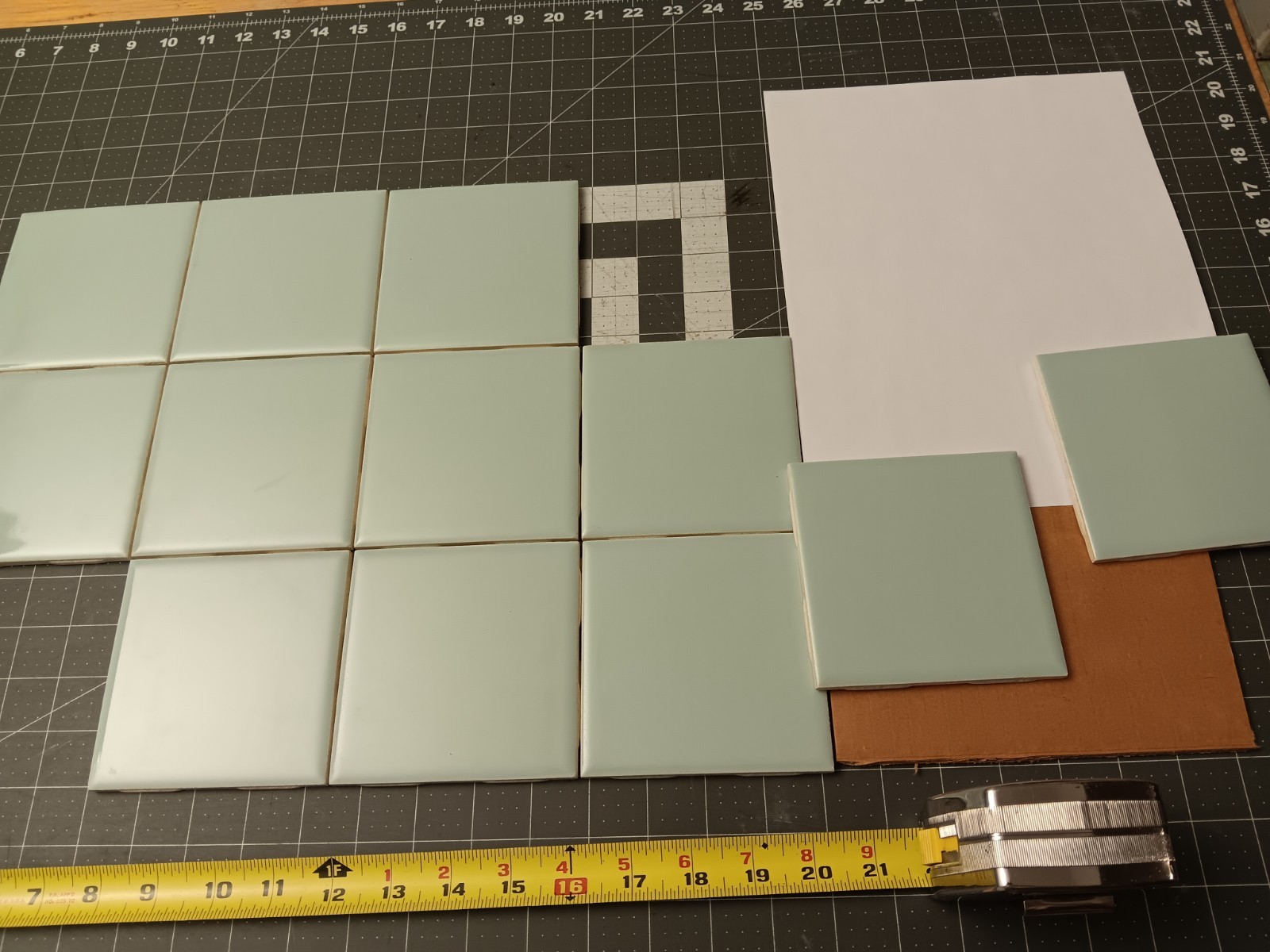 12 pcs. Vintage ceramic bathroom / kitchen field Tile LIGHT BLUE Robertson NOS