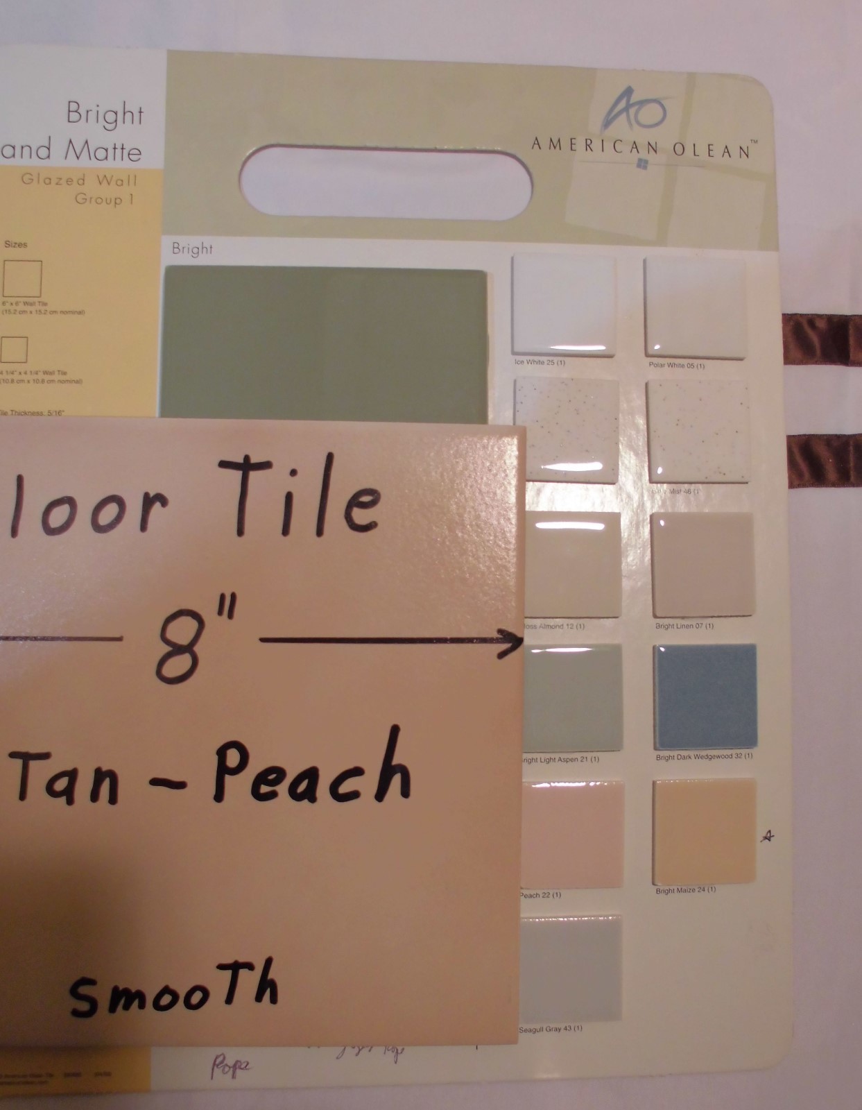 1 pc. *Tan-Brown-Peachy* Ceramic / Porcelain Floor Tile 8″ X 8″ Smooth Finish