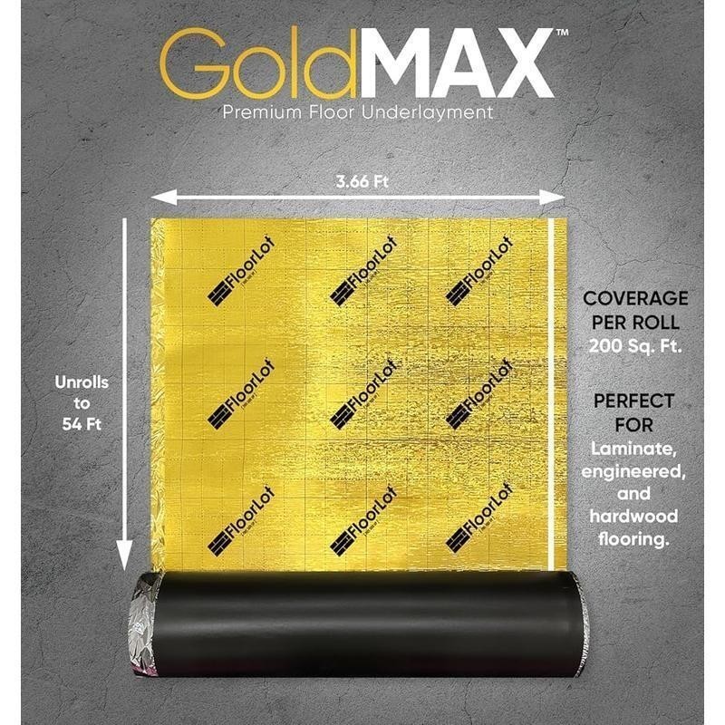 Premium Floor Underlayment 200sqft Roll 3mm Thick Moisture Barrier Soundproofing