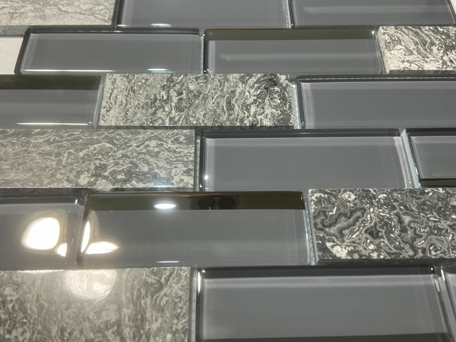 CA17N Grey Glass Marble Rectangle Mosaic Tile Kitchen Bathroom Backsplash 7 pcs
