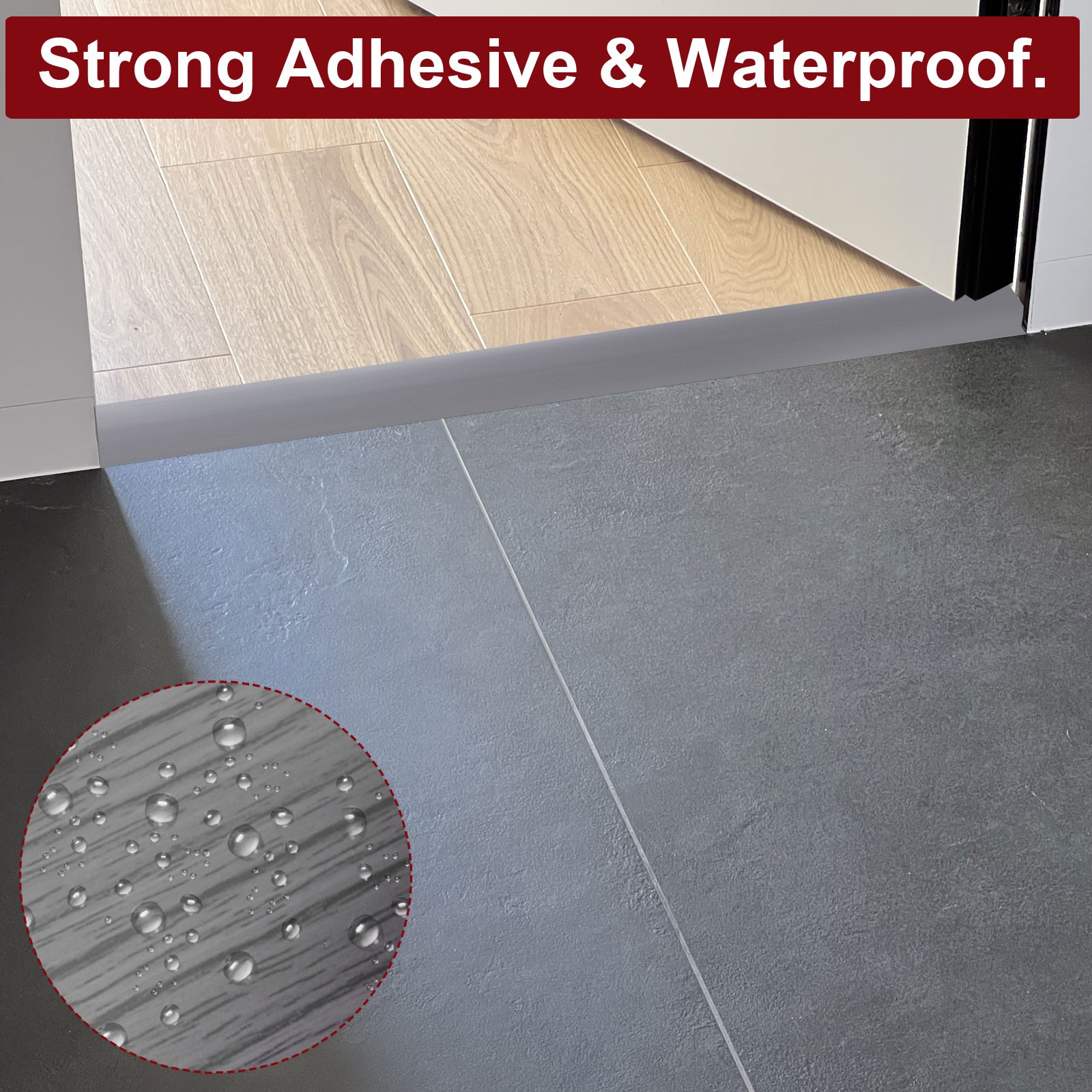 19.68Ft Floor Transition Strip Self Adhesive 2″ Floor Cover Strip Dark Grey