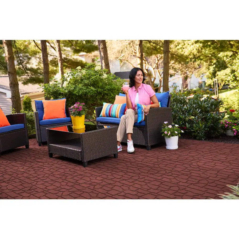 24 In. X 12 In. X 5/8 In. Red Interlocking Dual-Sided Rubber Paver (9-Pack)