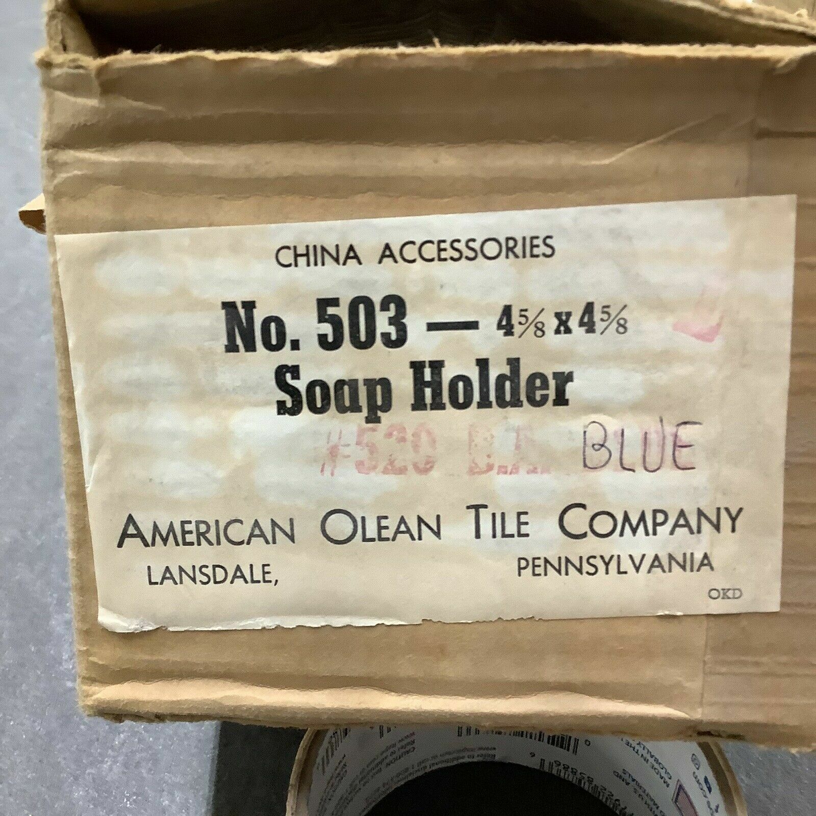 Blue Ceramic Sink Soap Holder American Olean model 503