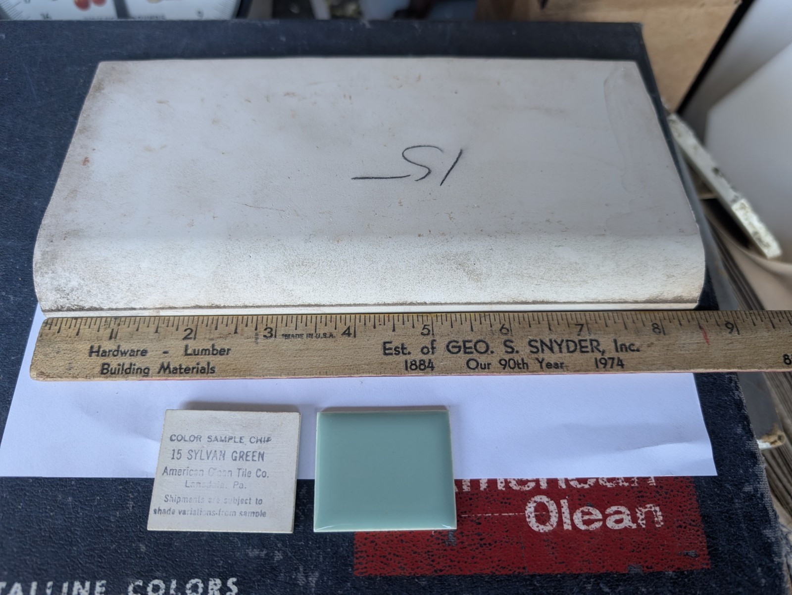 1 pc NEW American Olean Sylvan Green #15 A3481 Ceramic Cove base 4 1/4″ x8 1/2″