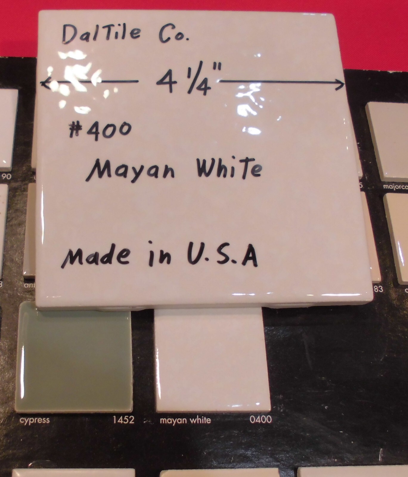 1 pc. Mayan White: Glossy Ceramic Tile by Daltile 4-1/4″ Tiny, Bumpy, Dimple