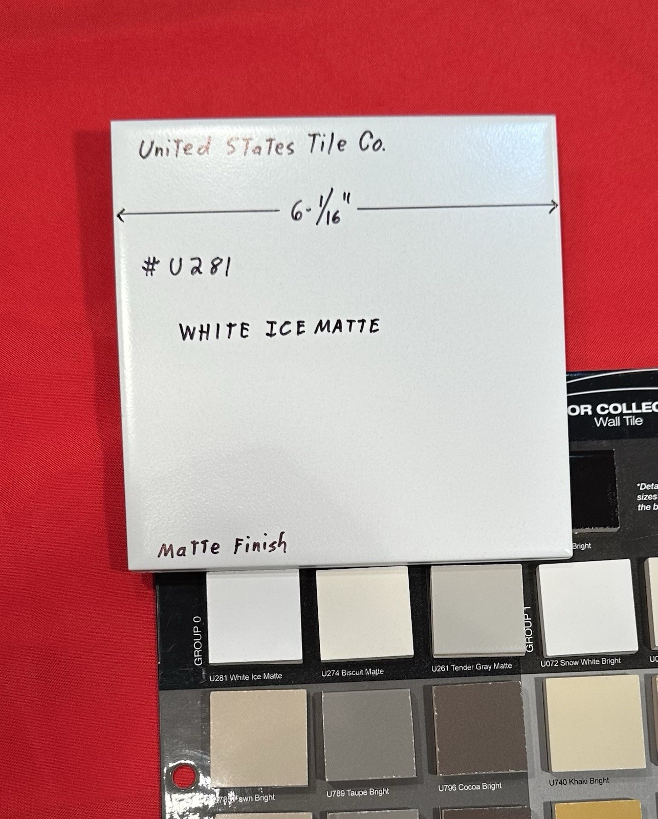 1 pc. White Ice: 6-1/16″ Matte Ceramic Tile by United States Tile Co. #U281, NEW