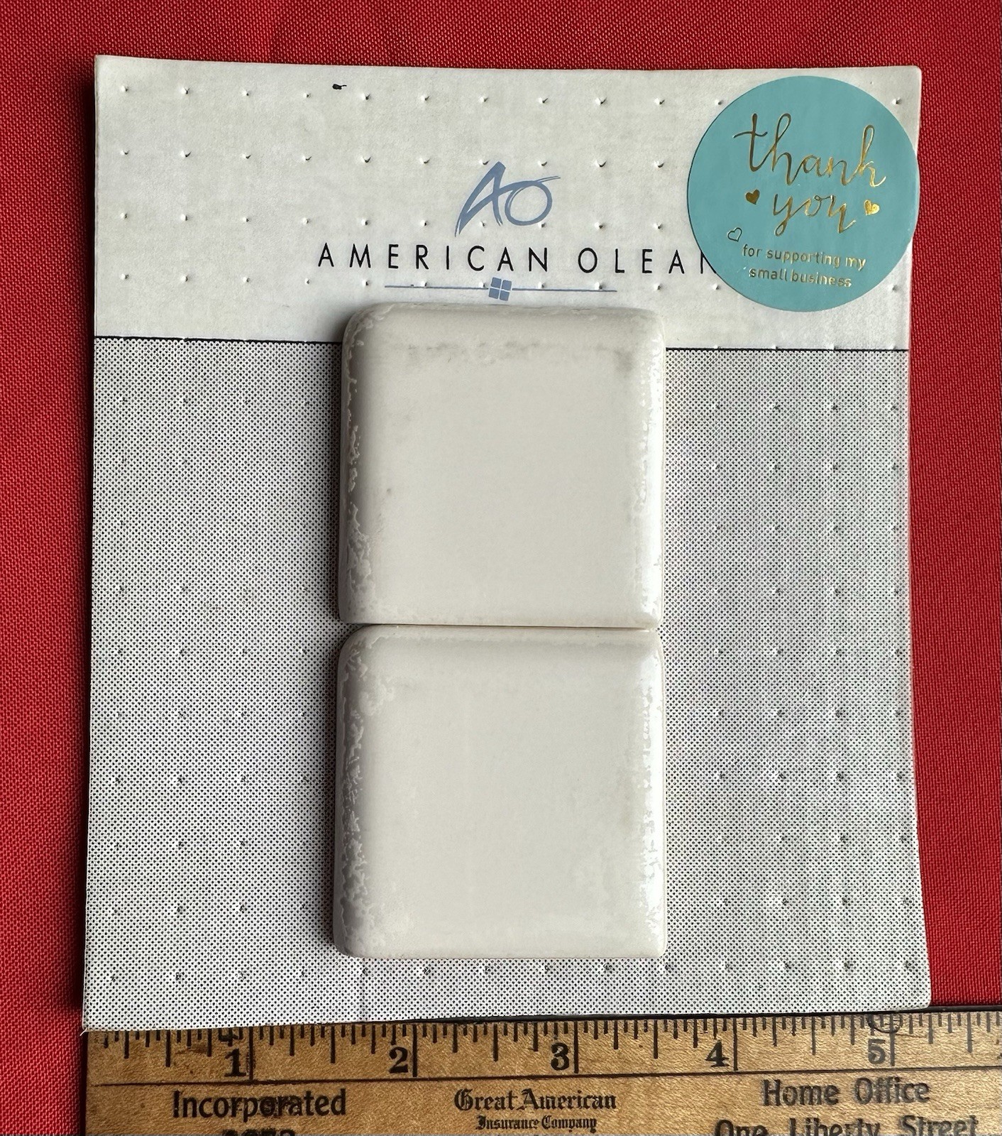 2 pcs. #SL11 Gloss Biscuit: 2″ X 2″ X 5/16″ Ceramic Flat Bullnose Corner Tiles