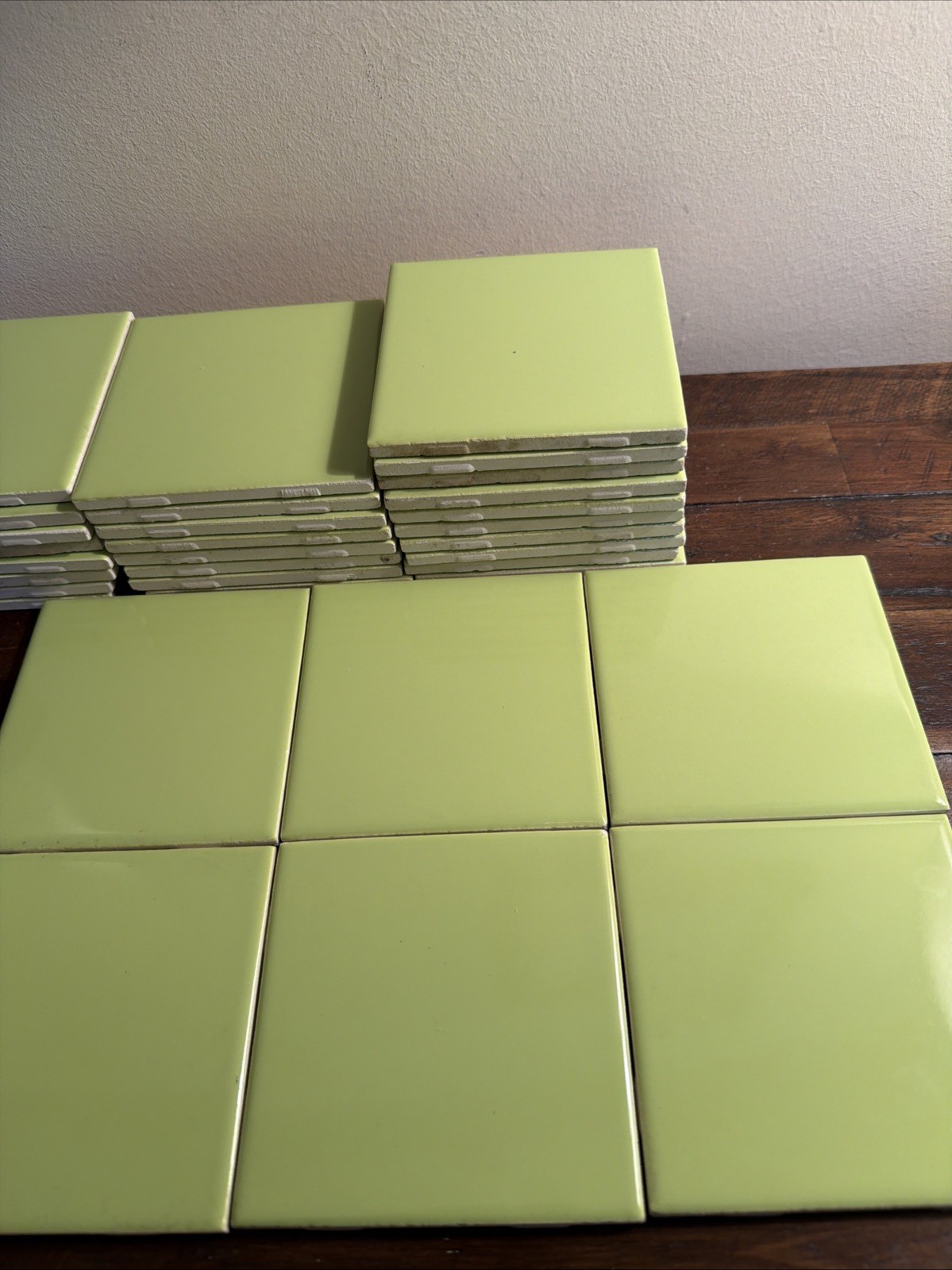 Lot Of 10 Vintage Green Tile Bathroom Replacement Craft Made In USA