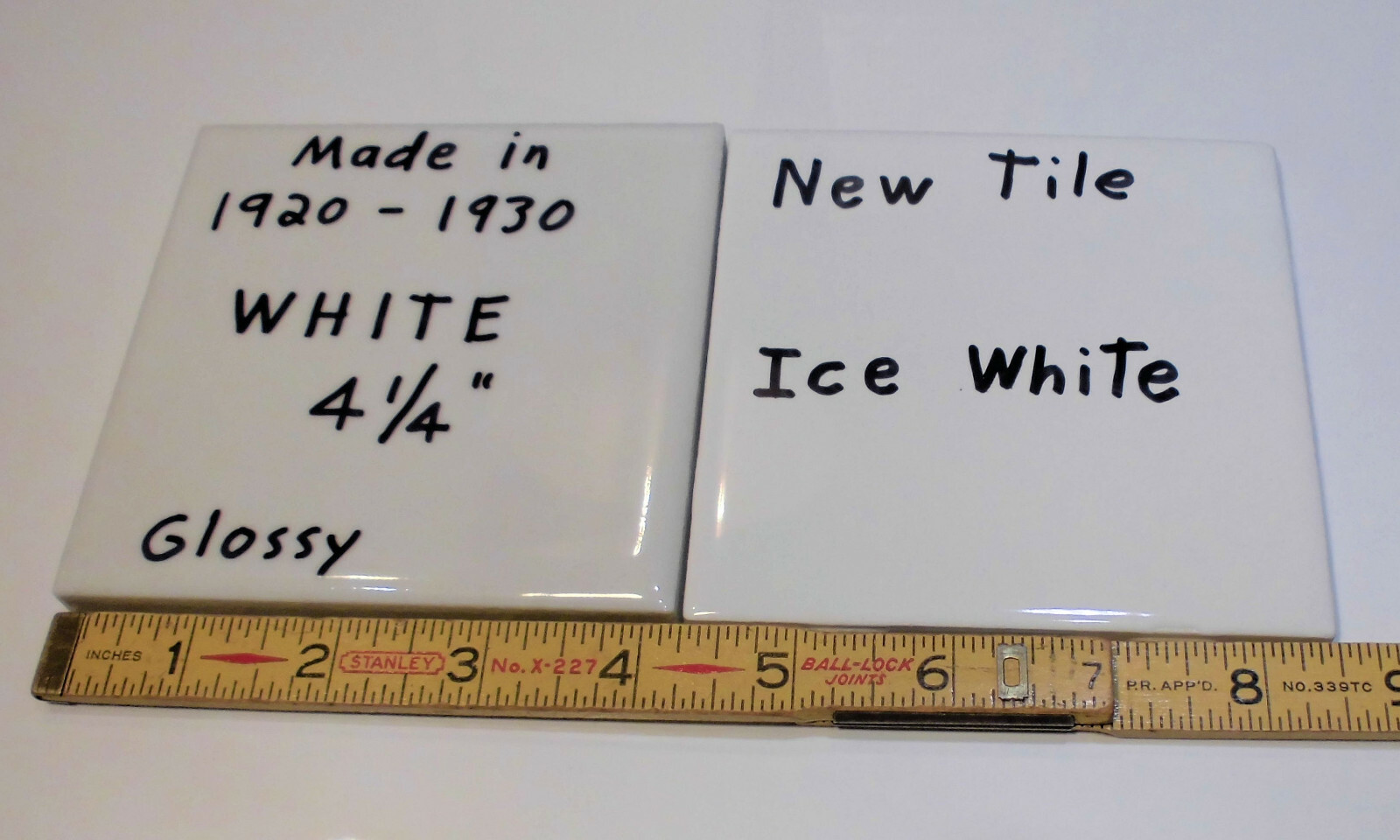 1 pc.*Vintage White* 4-1/4″ X 7/16″ Thick Glossy Ceramic tile; Criteria 1920’s