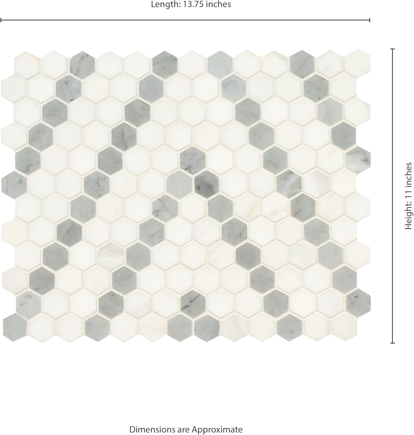 Polished Bianco Dolomite Hexagon Marble Tile 11×14 for Kitchen & Bath