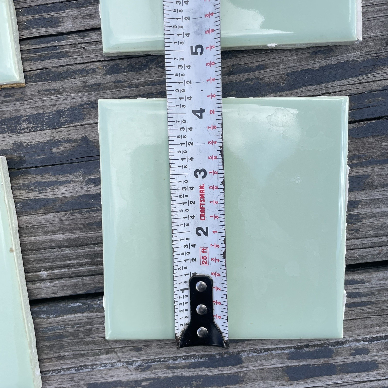 12 Piece American Olean Vintage Ceramic Tiles Spring Green 4.25″ square Salvaged