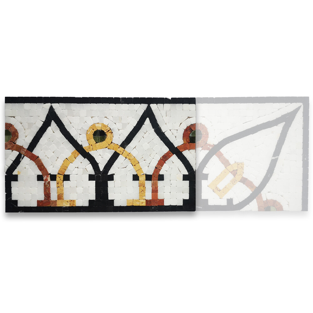 B0105P Charm Multi-color 7.1×11.8 Marble Mosaic Border Listello Tile Polished
