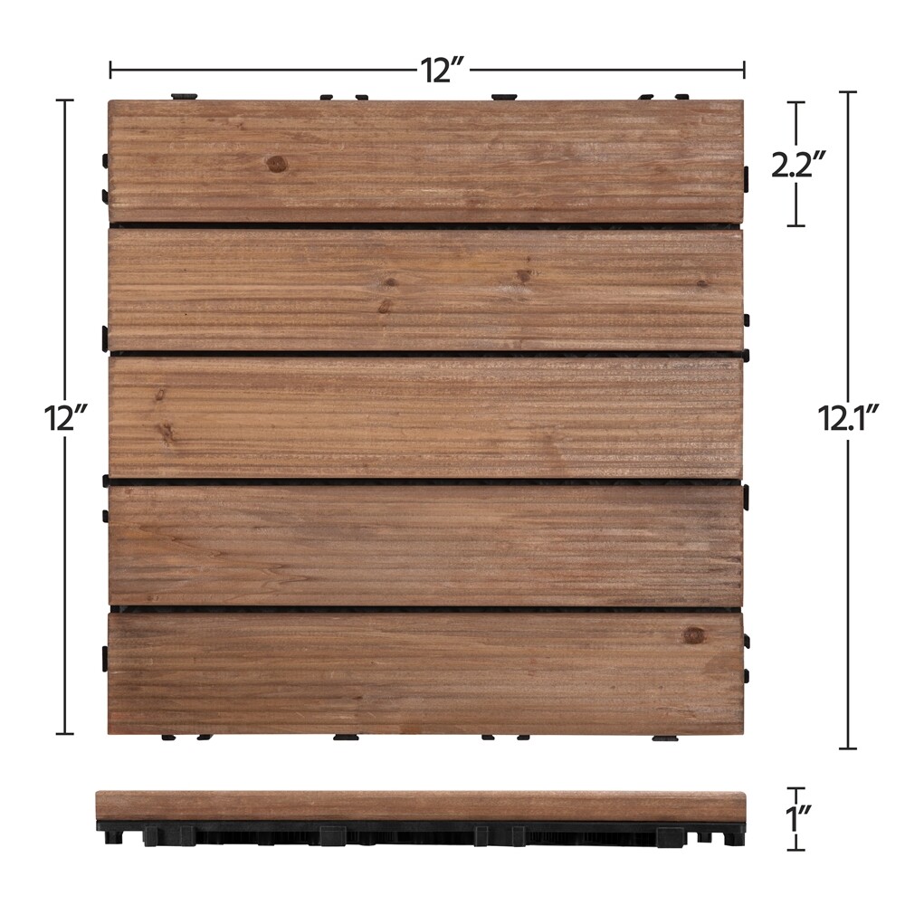27pcs Wooden Patio Tiles Interlocking Flooring Deck Tile Outdoor Pathway 12×12”