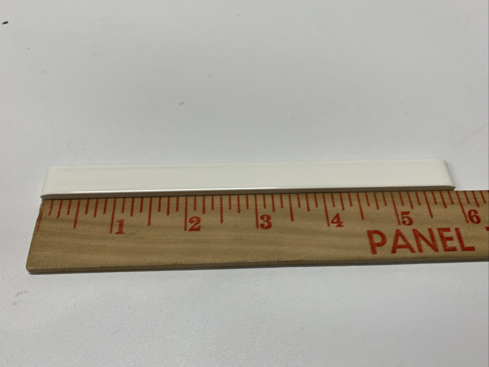 White Ceramic Pencil Edge Tile Liner 6×1/2 Vintage FT Mid Century Modern Ice